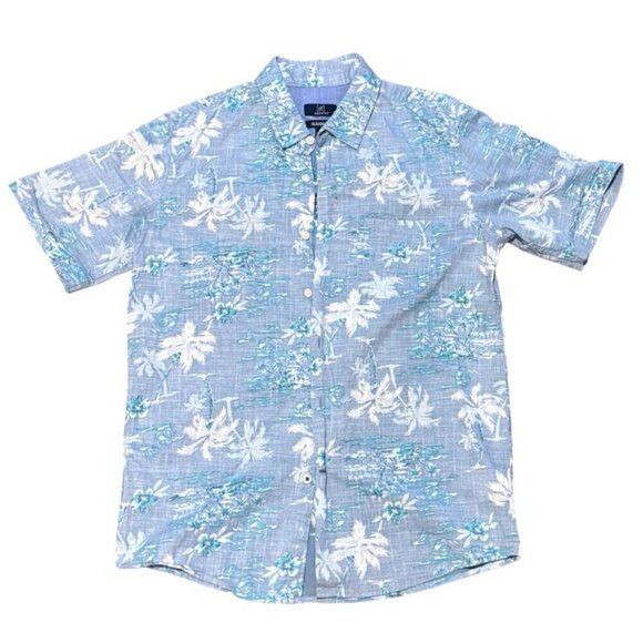 George Other - George Light Blue Floral Hawaiian Short Sleeve Button Down Shirt Men’s Size S